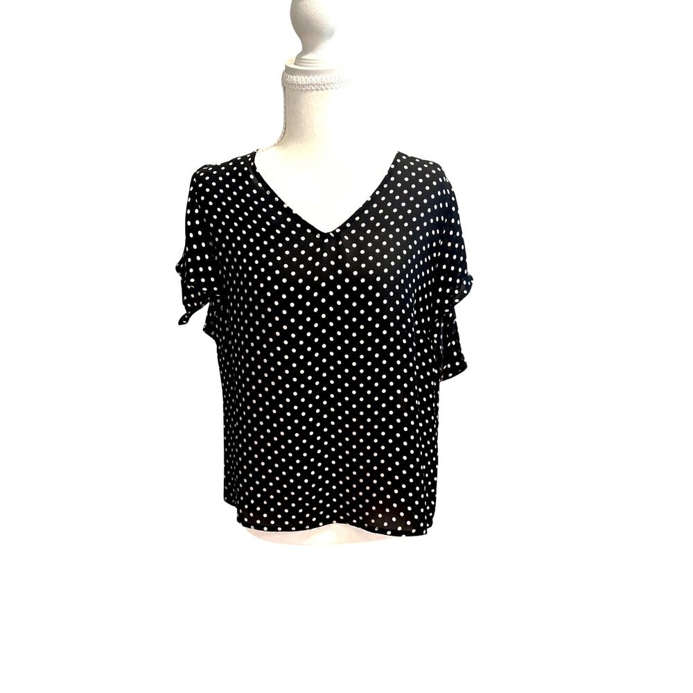 Vintage polka dot silk peasant blouse size 10